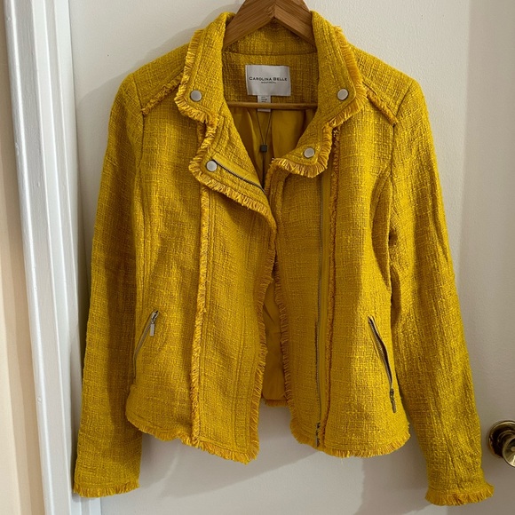 NWT Mustard Fabric Motorcycle Style Jacket - Picture 1 of 11
